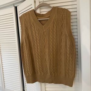 Brown cable sweater vest